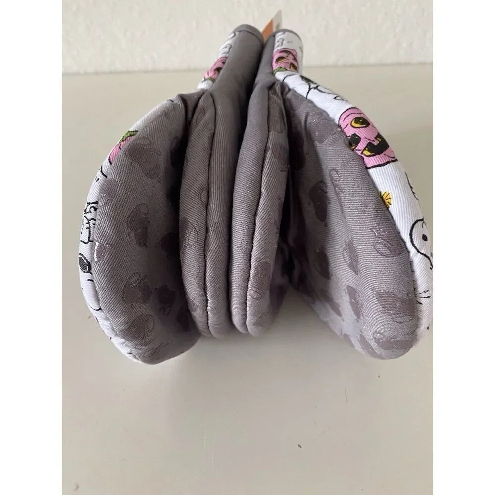 2 Pk Peanuts Halloween Snoopy Woodstock Pink‎ Pumpkin Ghost Mini Oven Mitts NEW